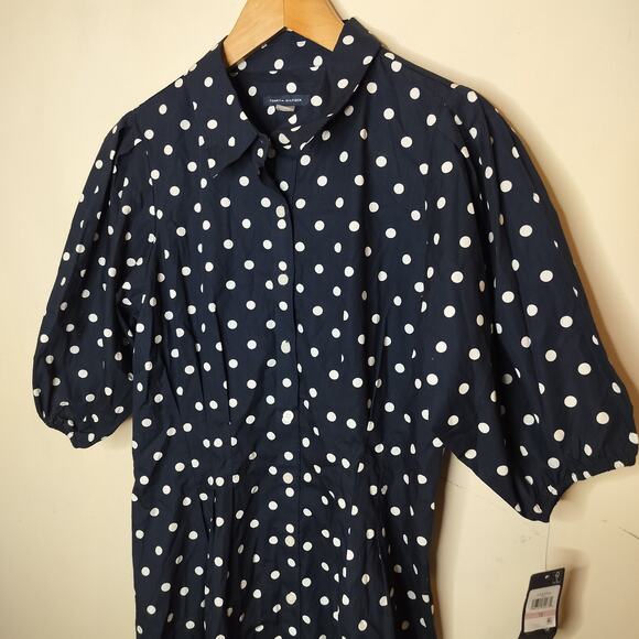 Tommy Hilfiger Polka Dot Shirt Dress Balloon Sleeve - Picture 5 of 9